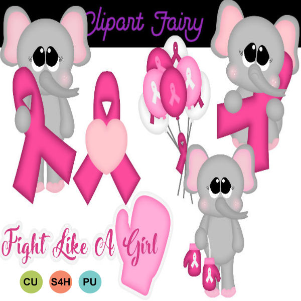 (image for) Elephants with pink awareness Ribbon